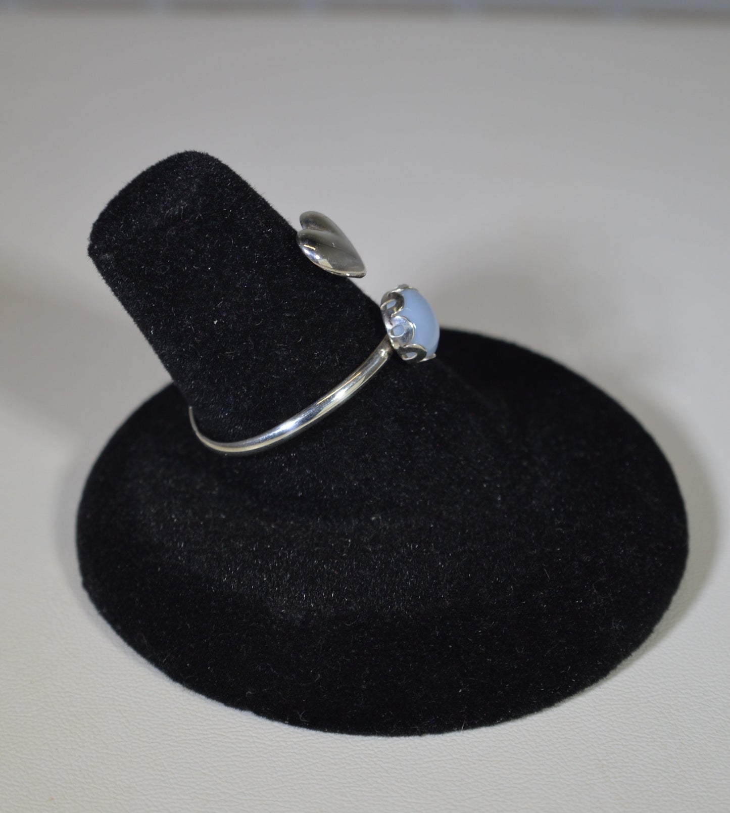Natural Idaho Blue Opal Silver Adjustable Ring an Opal Heart Ring Gift for Her