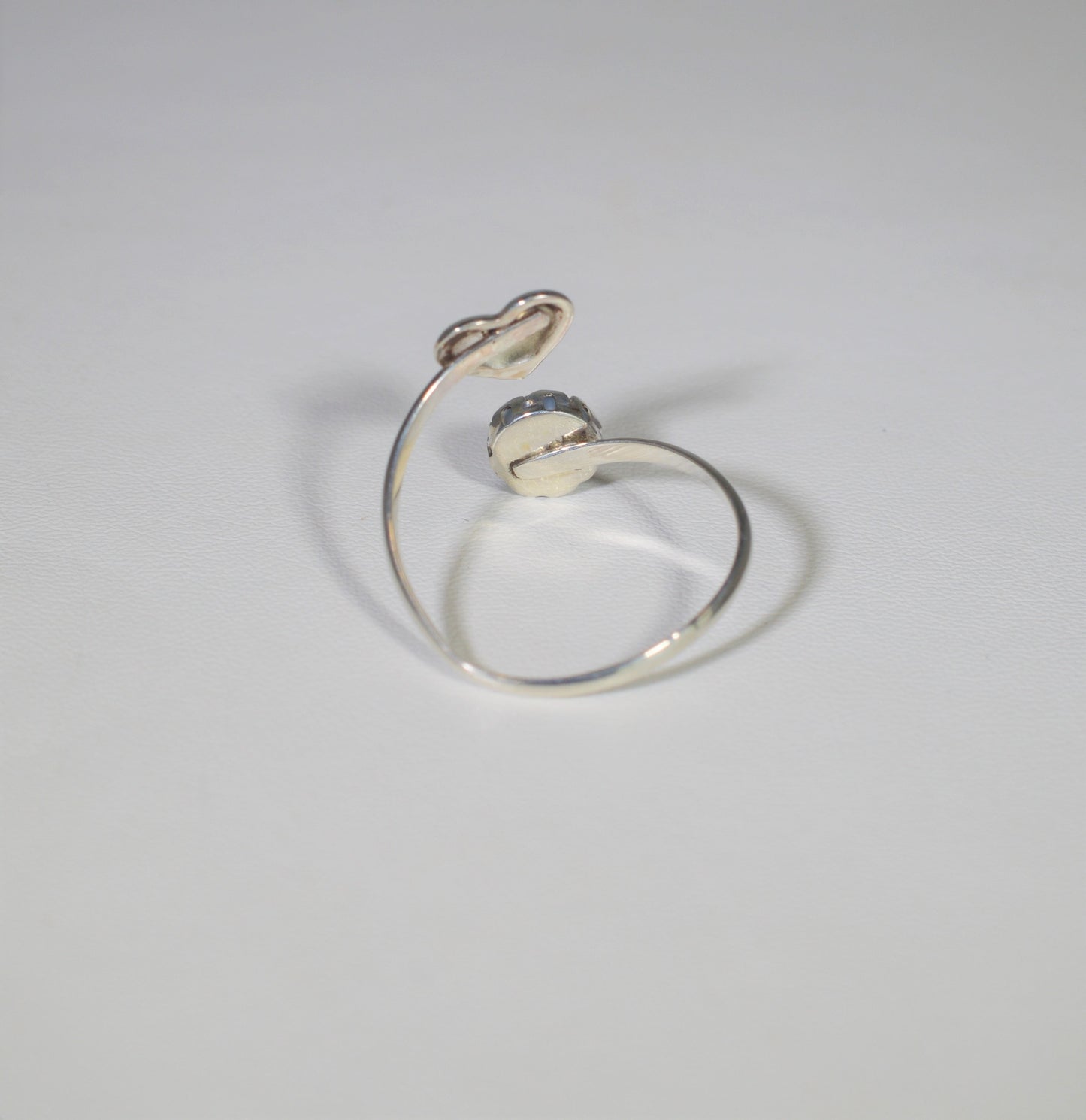 Natural Idaho Blue Opal Silver Adjustable Ring an Opal Heart Ring Gift for Her