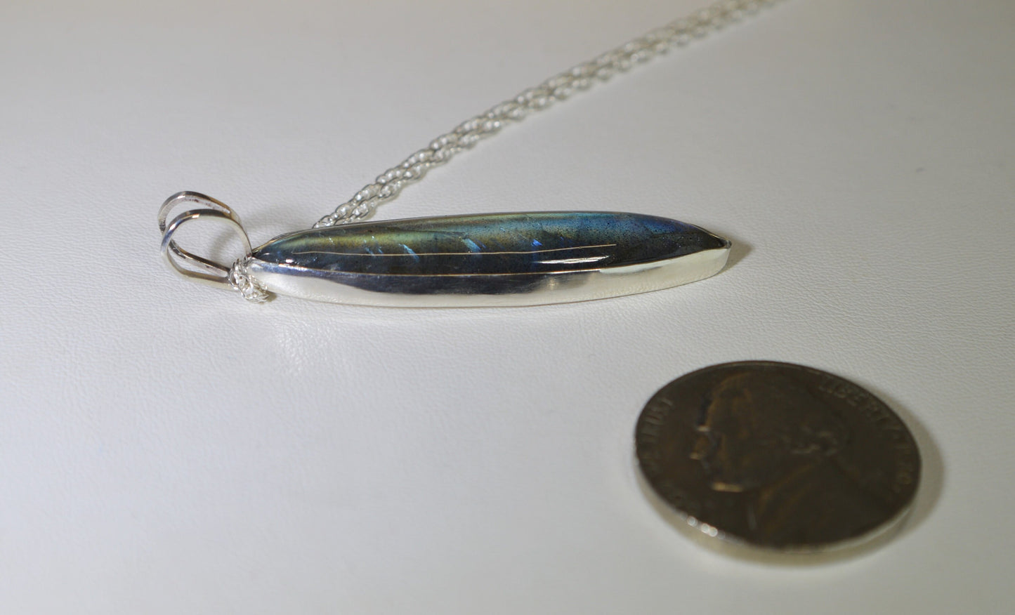 Labradorite Necklace, Solid Sterling Silver, W/O