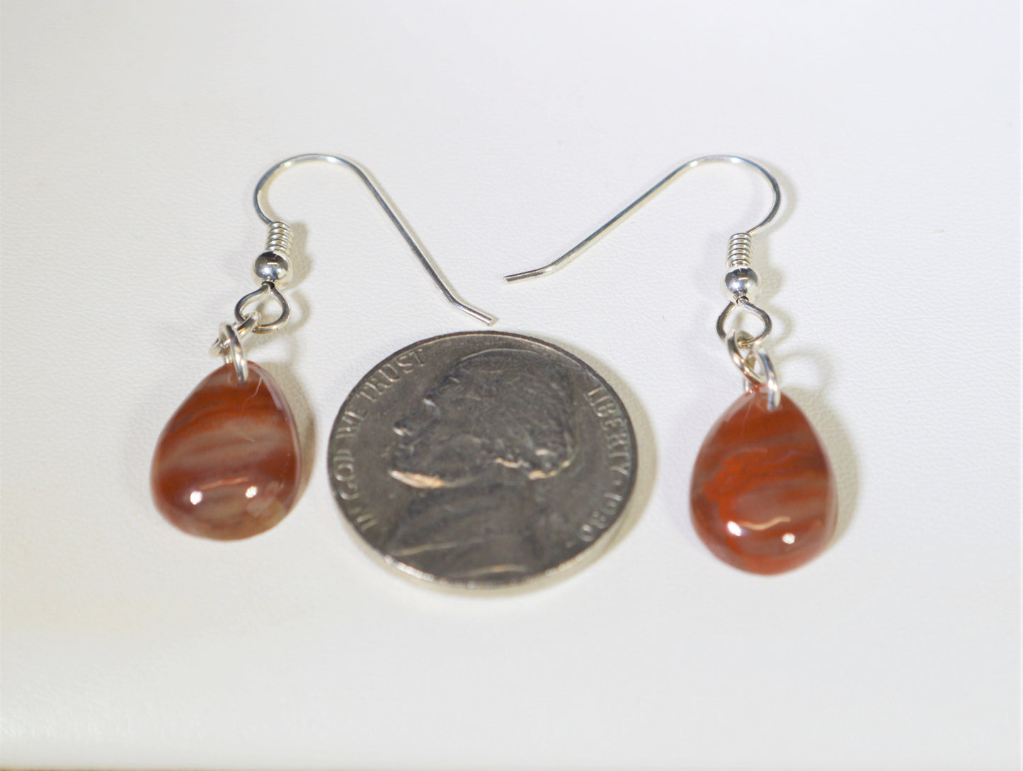 Arizona Rainbow Petrified Wood Earrings, .925 Argentium Silver, W/O W