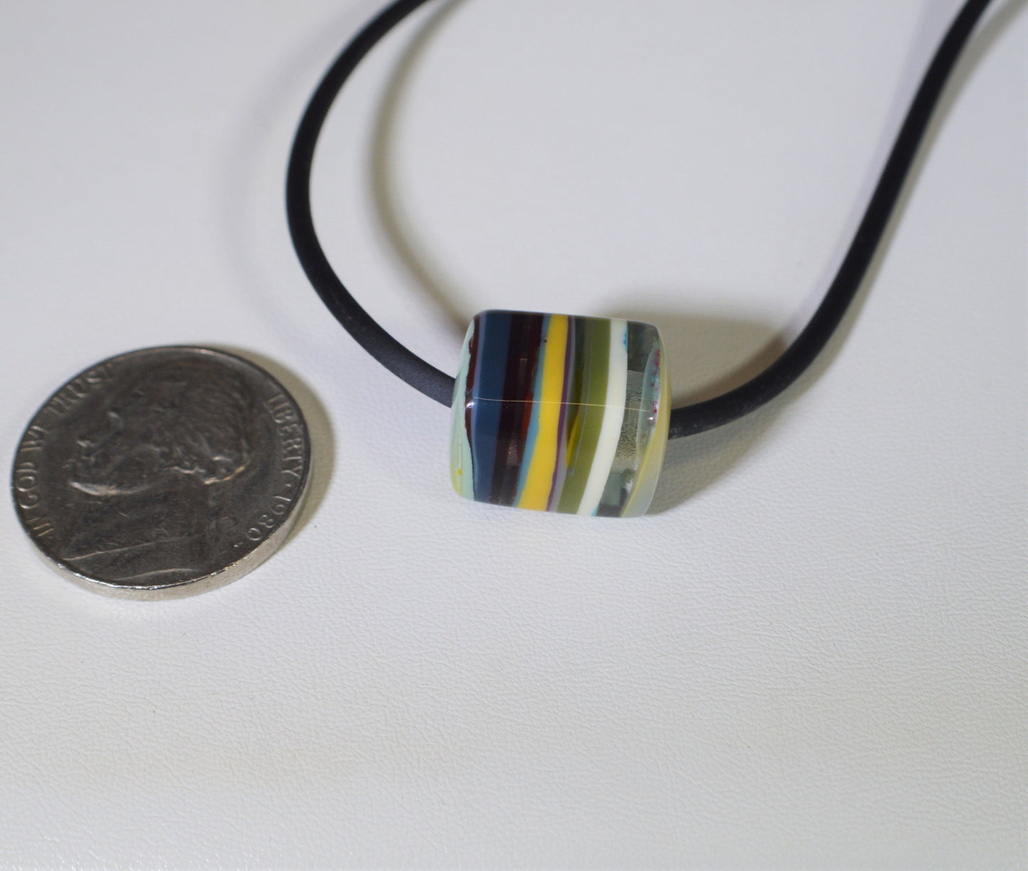 Surfite Necklace, Leather Cord, Recycled Material, W/O