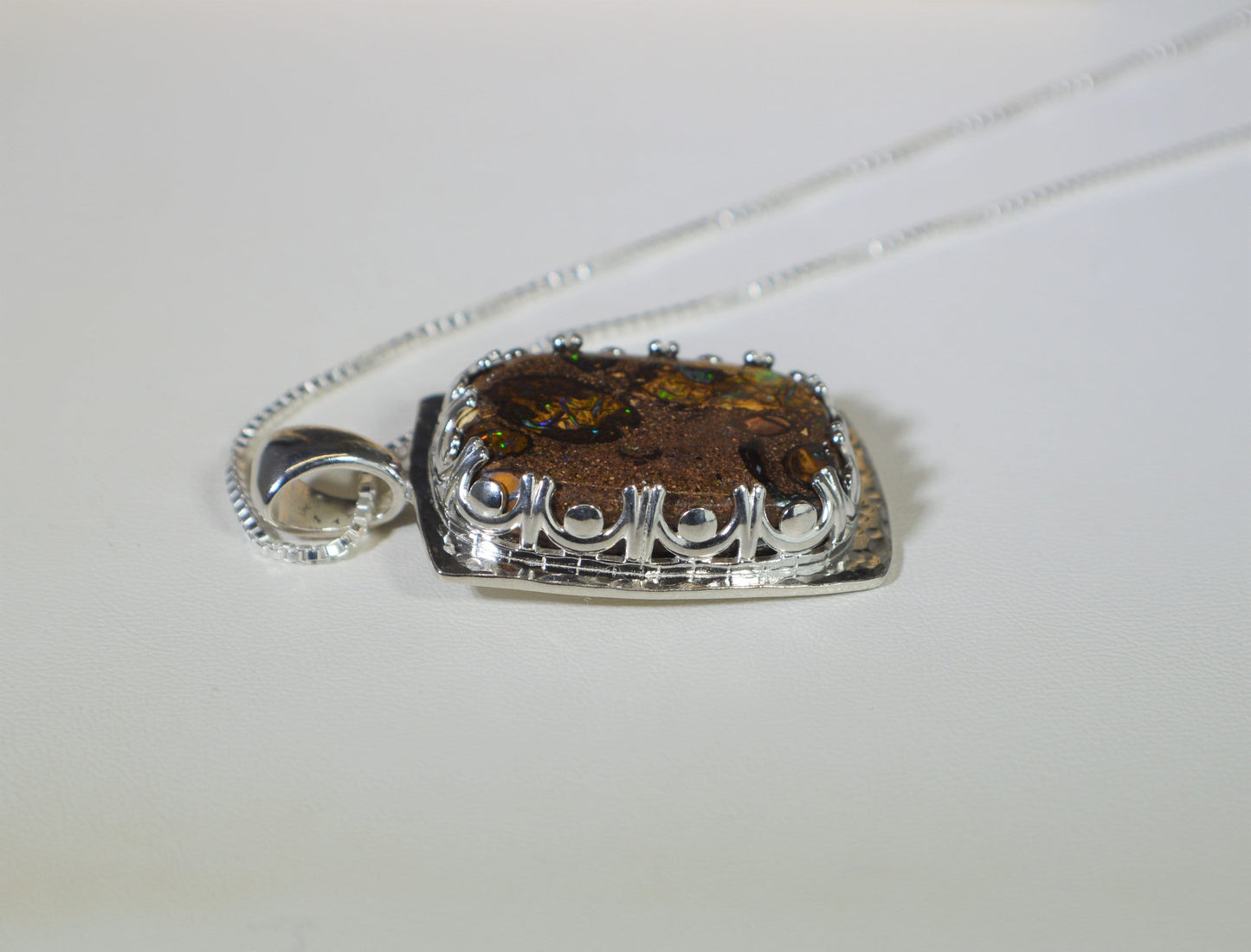 Boulder Opal Necklace, Silver Solid 925, Yowah Opal Necklace, Natural Opal, Australian Boulder Opal, Opal Necklace