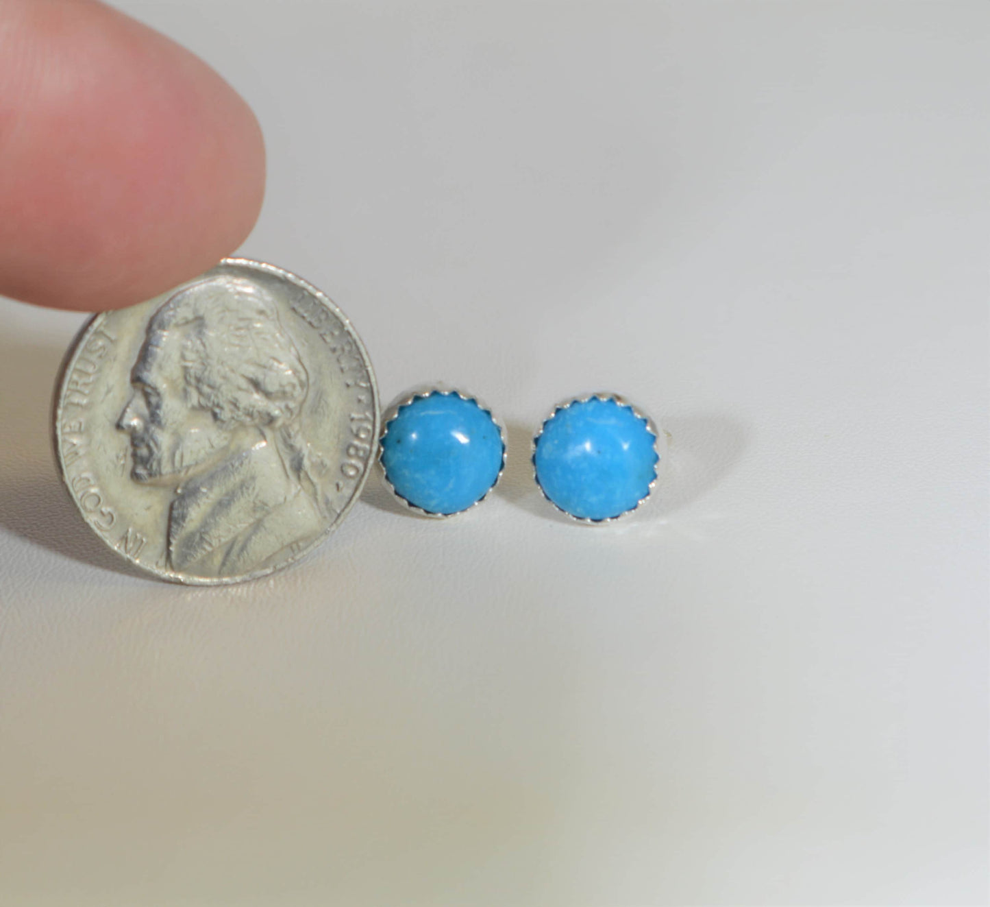 Turquoise Earring, Turquoise Studs, Kingman AZ Turquoise, Bright Blue Turquoise Post Earring, American Turquoise