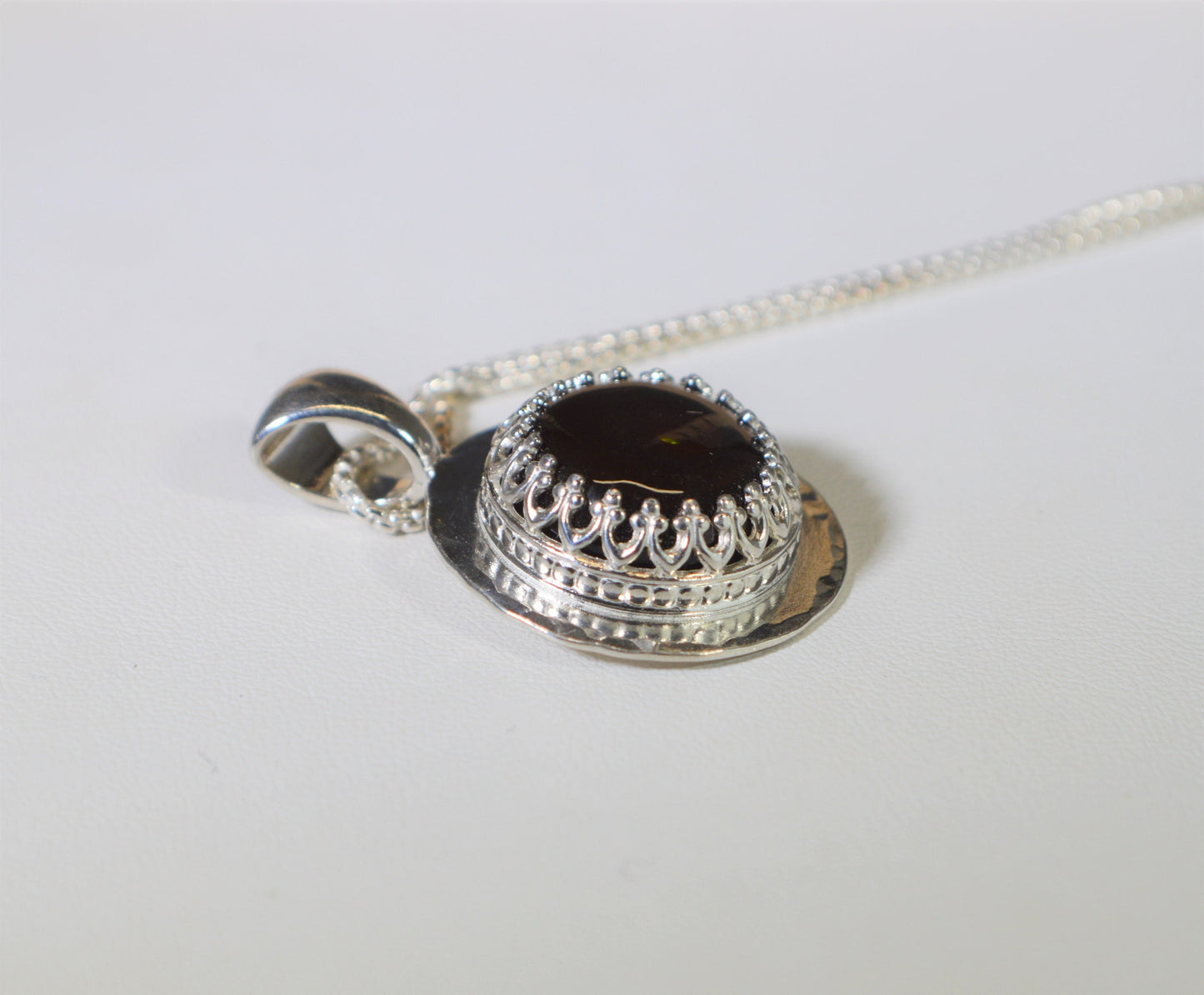 Arizona Fire Agate Necklace, Sterling Silver, High Quality Stone