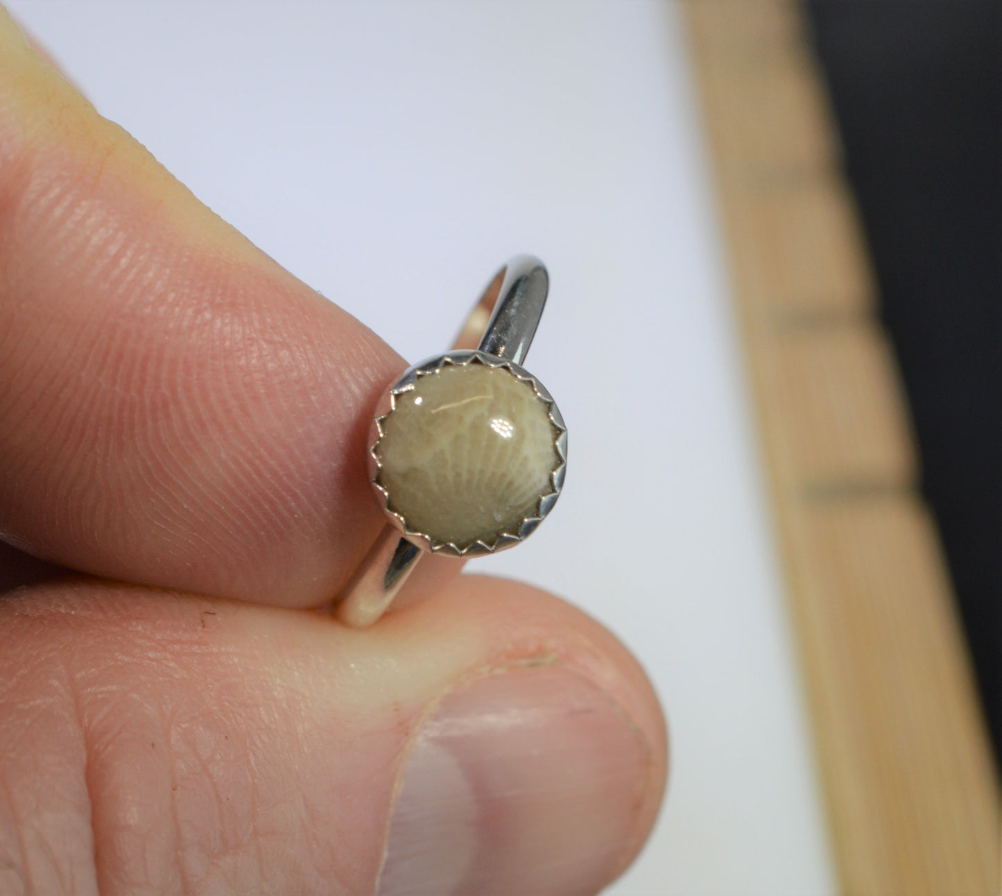 Petoskey Stone Ring, Size 6, Solid Sterling Silver 925, Petoskey Stone, Michigan Ring, Michigan State Stone, Michigan Gift