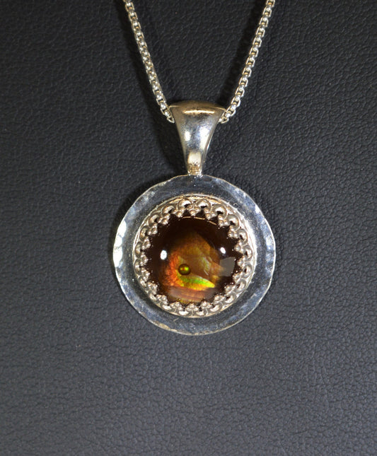 Arizona Fire Agate Necklace, Sterling Silver, High Quality Stone