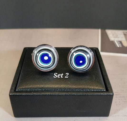 Fordite Cuff Link Stainless Steel Settings