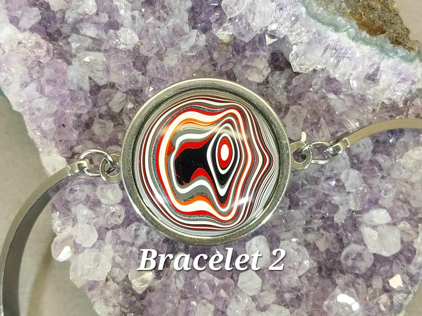Fordite Bracelet, Colorful Hand Cut Fordite Stone