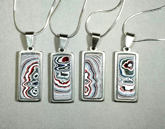 Reserved for Lilli Only, Fordite Rectangle Necklaces