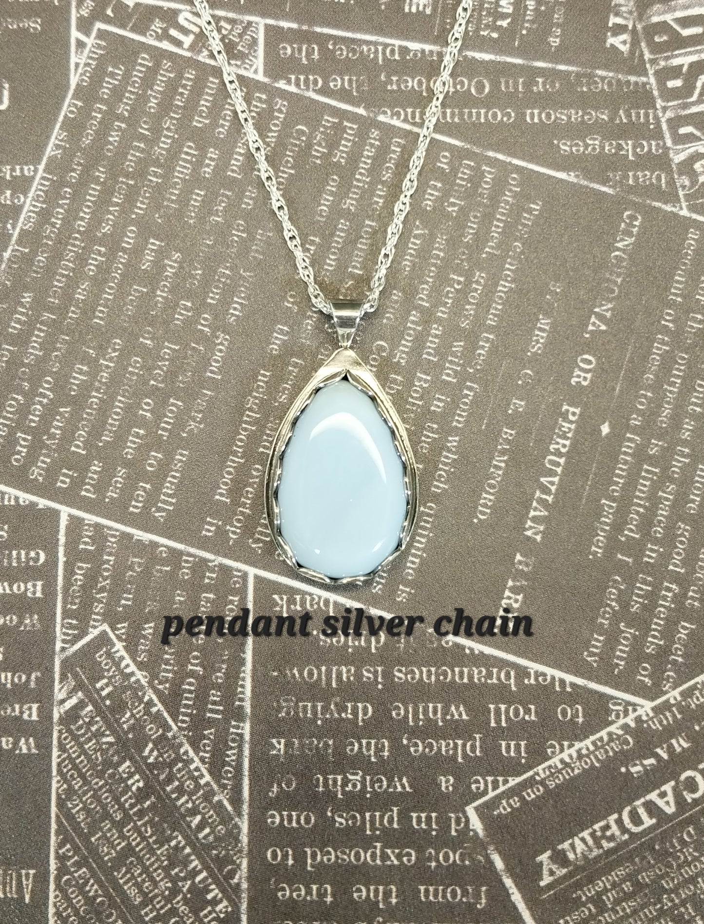 Idaho Opal Necklace, Solid Sterling Silver, Natural Sky Blue Stone