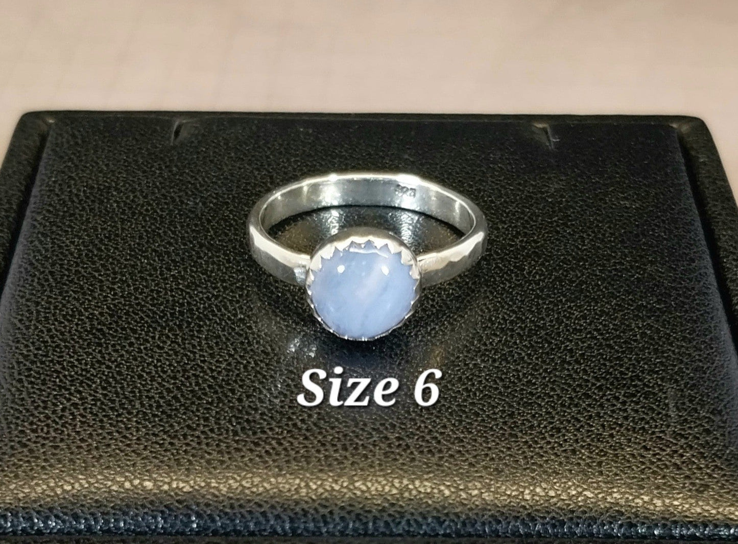 Blue Lace Agate Ring, Solid Sterling, Choose Your Size, Natural Agate