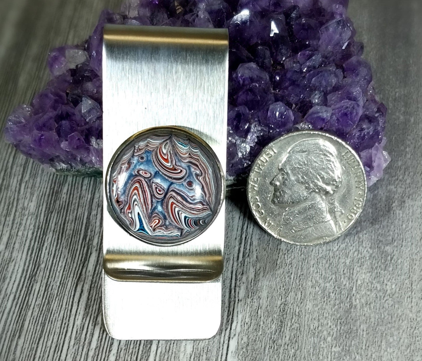 Fordite Money Clip, Fordite Cash Clip, Fordite, Polished Fordite, Fordite EB78