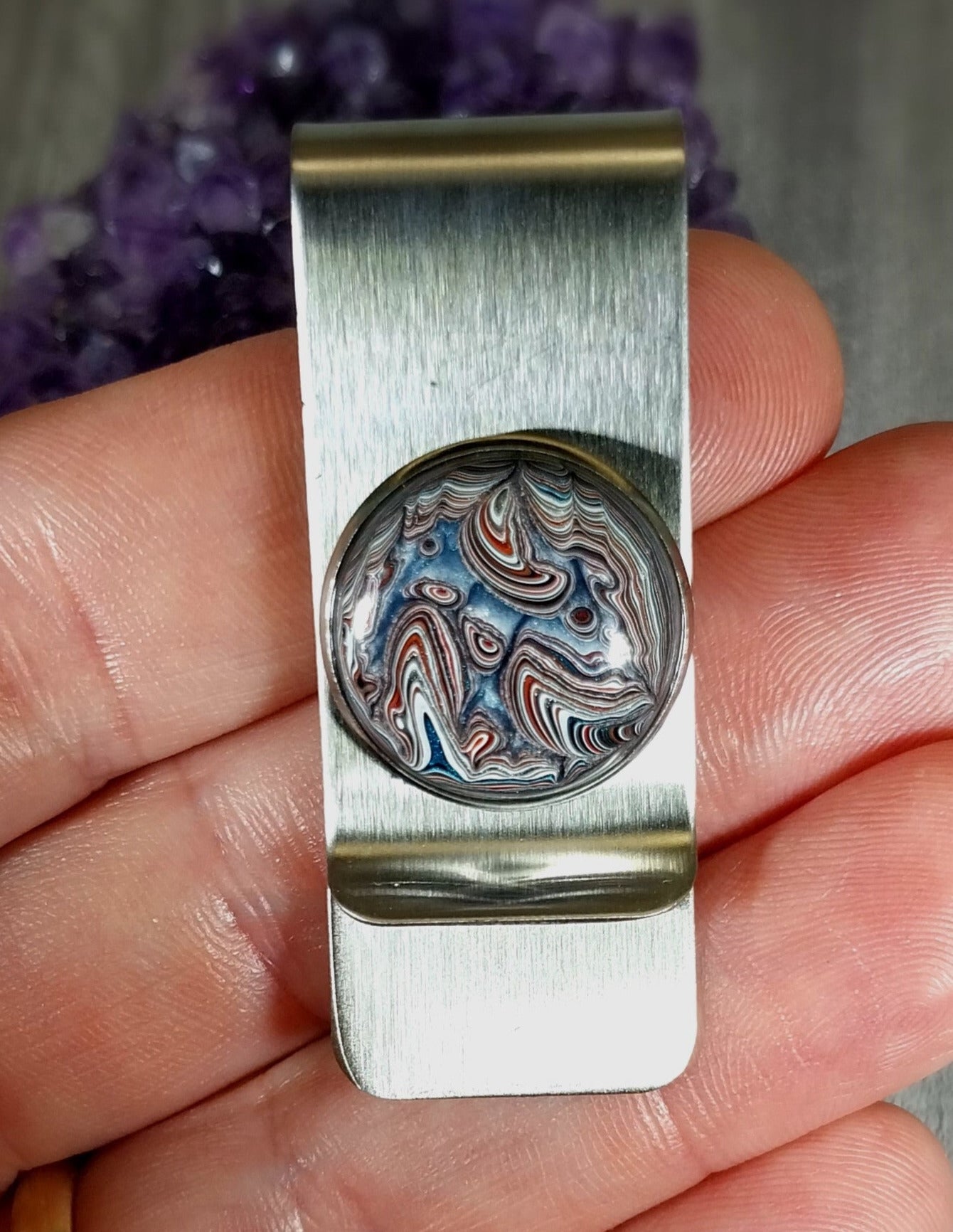 Fordite Money Clip, Fordite Cash Clip, Fordite, Polished Fordite, Fordite EB78