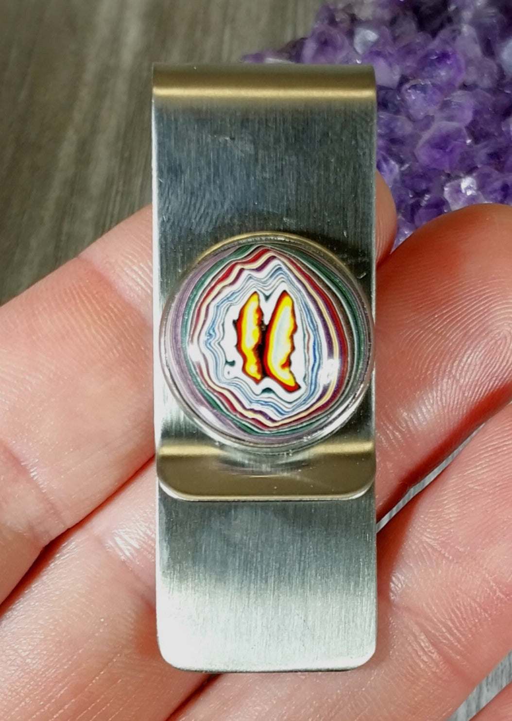 Fordite Money Clip, Detroit Agate Cash Clip, Fordite EB52