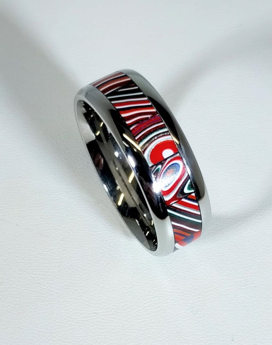 Fordite Ring, Size 13, Premium Colors and Patterns, Fordite Channel Ring, Fordite, Fordite Jewelry, American Made, Artisan Handcrafted