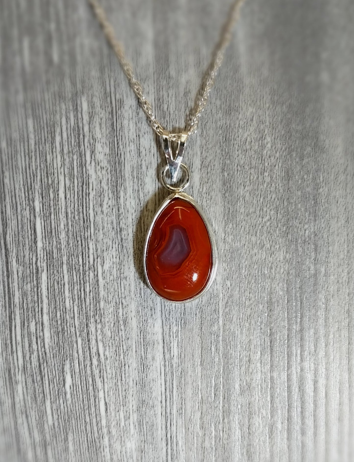 Red Hot Geode Agate Necklace, Berrando Agate, Solid Silver Agate Necklace