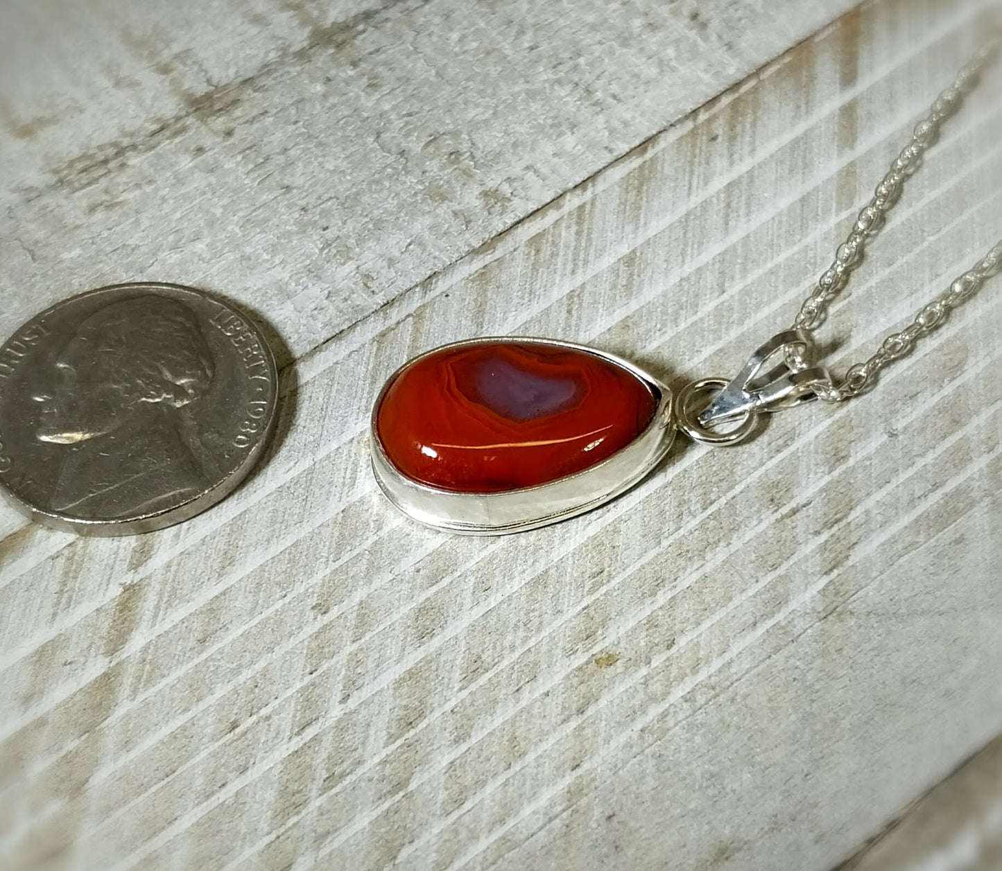 Red Hot Geode Agate Necklace, Berrando Agate, Solid Silver Agate Necklace