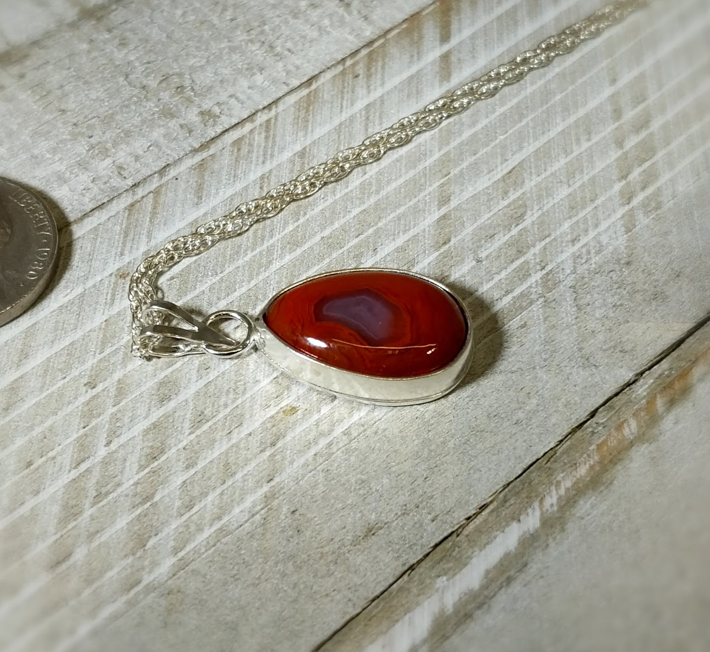 Red Hot Geode Agate Necklace, Berrando Agate, Solid Silver Agate Necklace