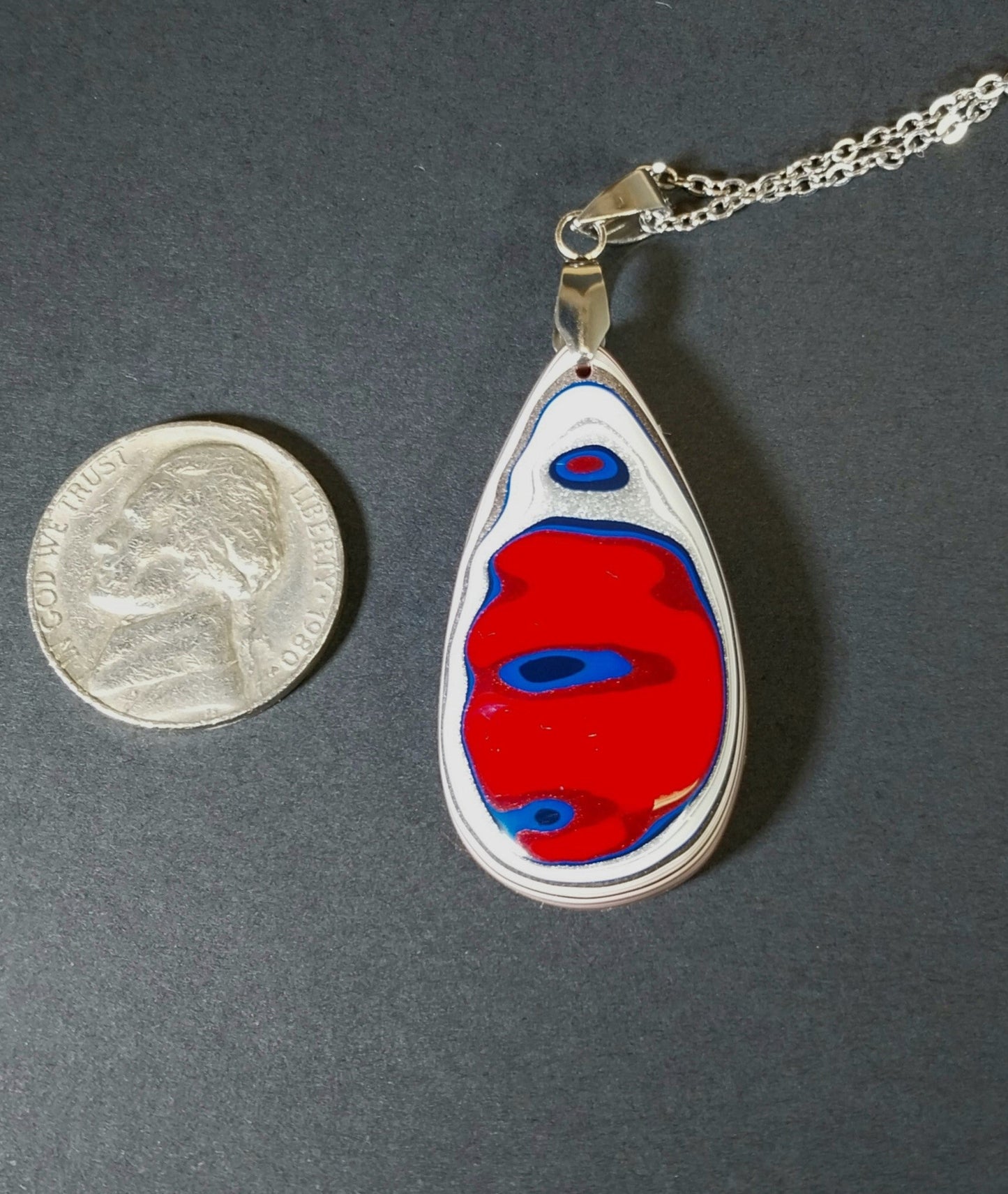 Fordite Necklace, Bright Red, Fordite Jewelry, Ohio Motor Agate, Fordite