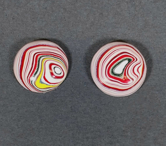 Fordite Cabochon Pair, Domed Rounds, Fordite, Polished Fordite, Cabochon, Jewelry Supply, Earring Cabochons, Fordite Gemstone