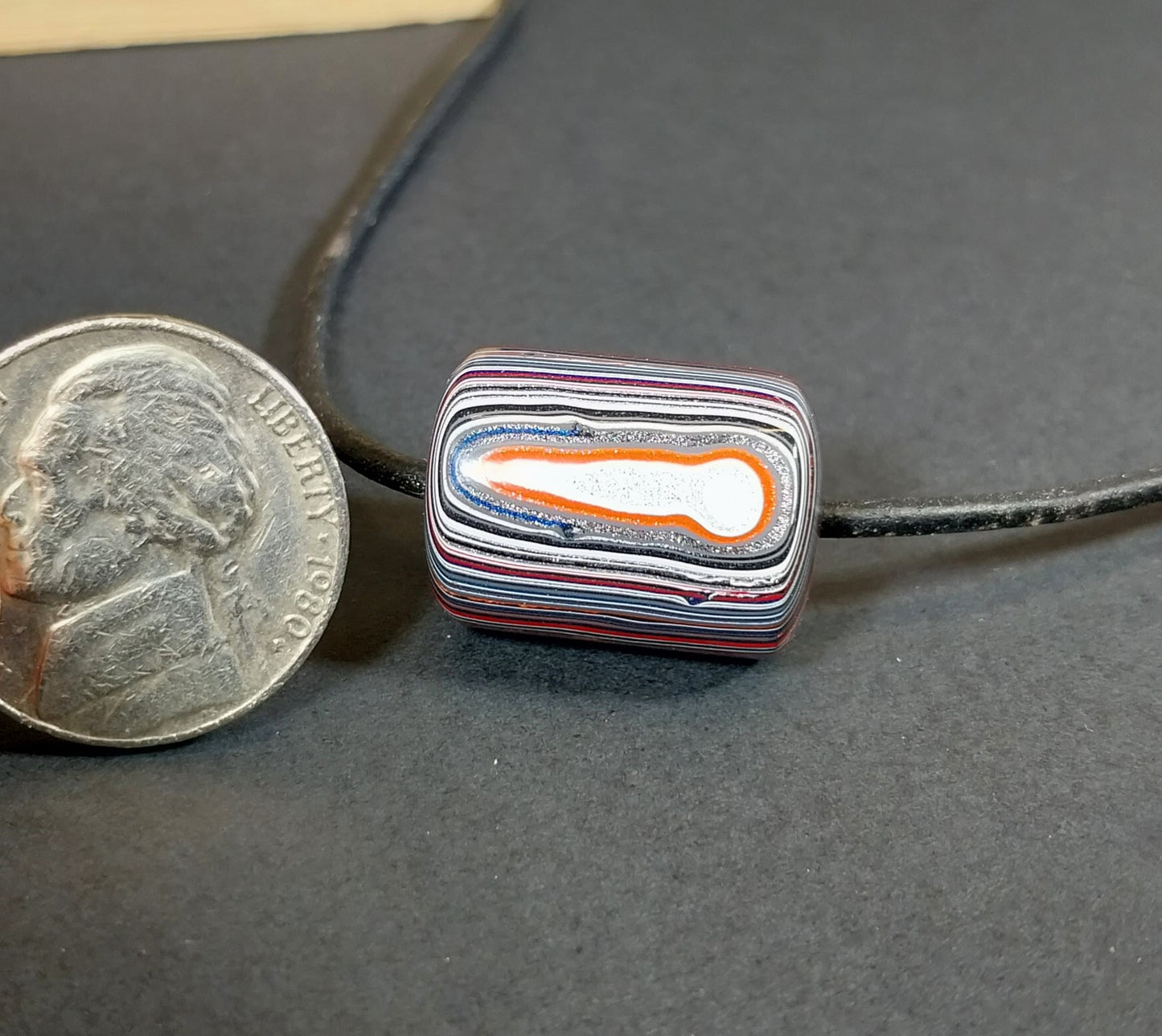 Fordite Necklace, Michigan Fordite Bead, USA Handmade, EB42