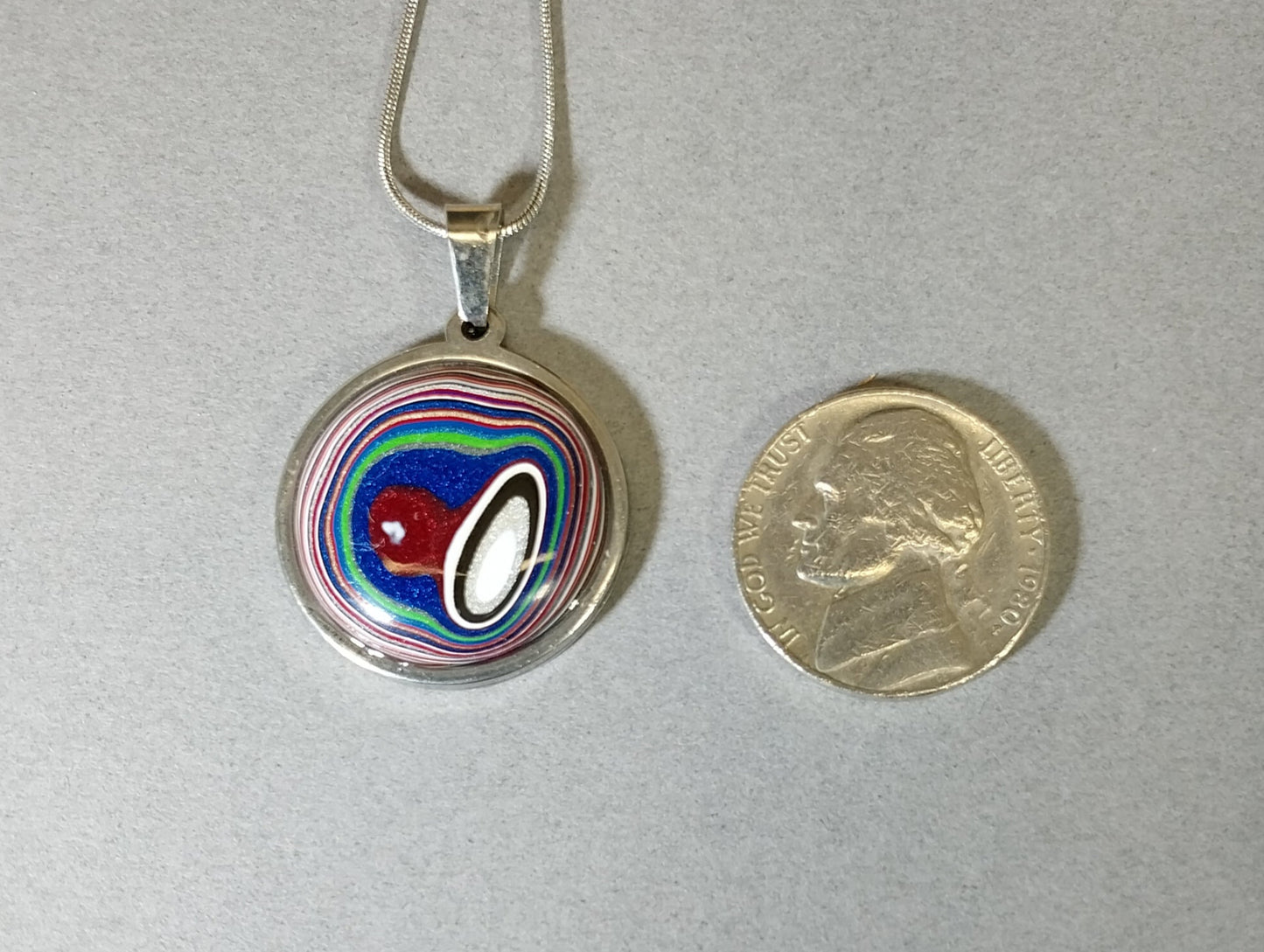 Fordite Necklace, Great Gift Idea, Semi Truck Fordite Necklace, Stainless Setting, Fordite Pendant, Includes Chain, Fordite Jewelry