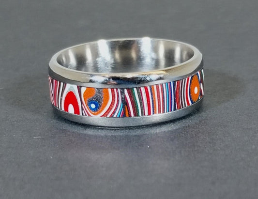 Fordite Ring, Size 10 1/4 US, Fordite Channel Ring, Colorful Ring, Men or Women, Recycled Material Ring, Upcycled Ring