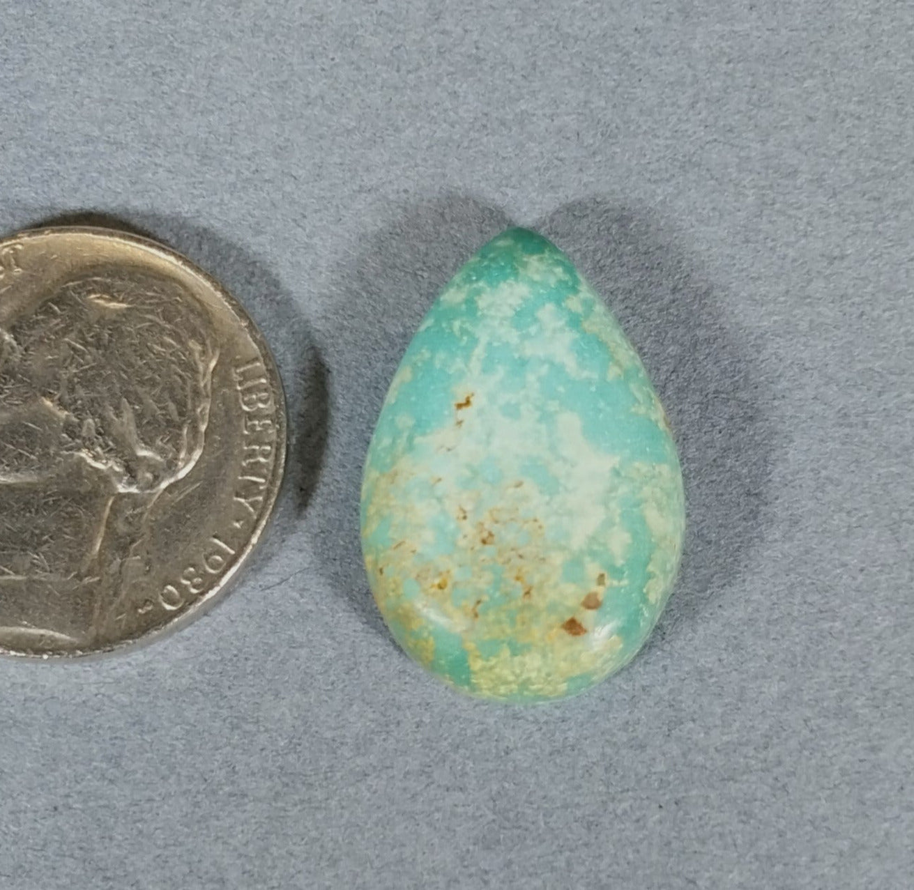 Turquoise cabochon, Kingman AZ turquoise, Natural Green Turquoise, Teardrop