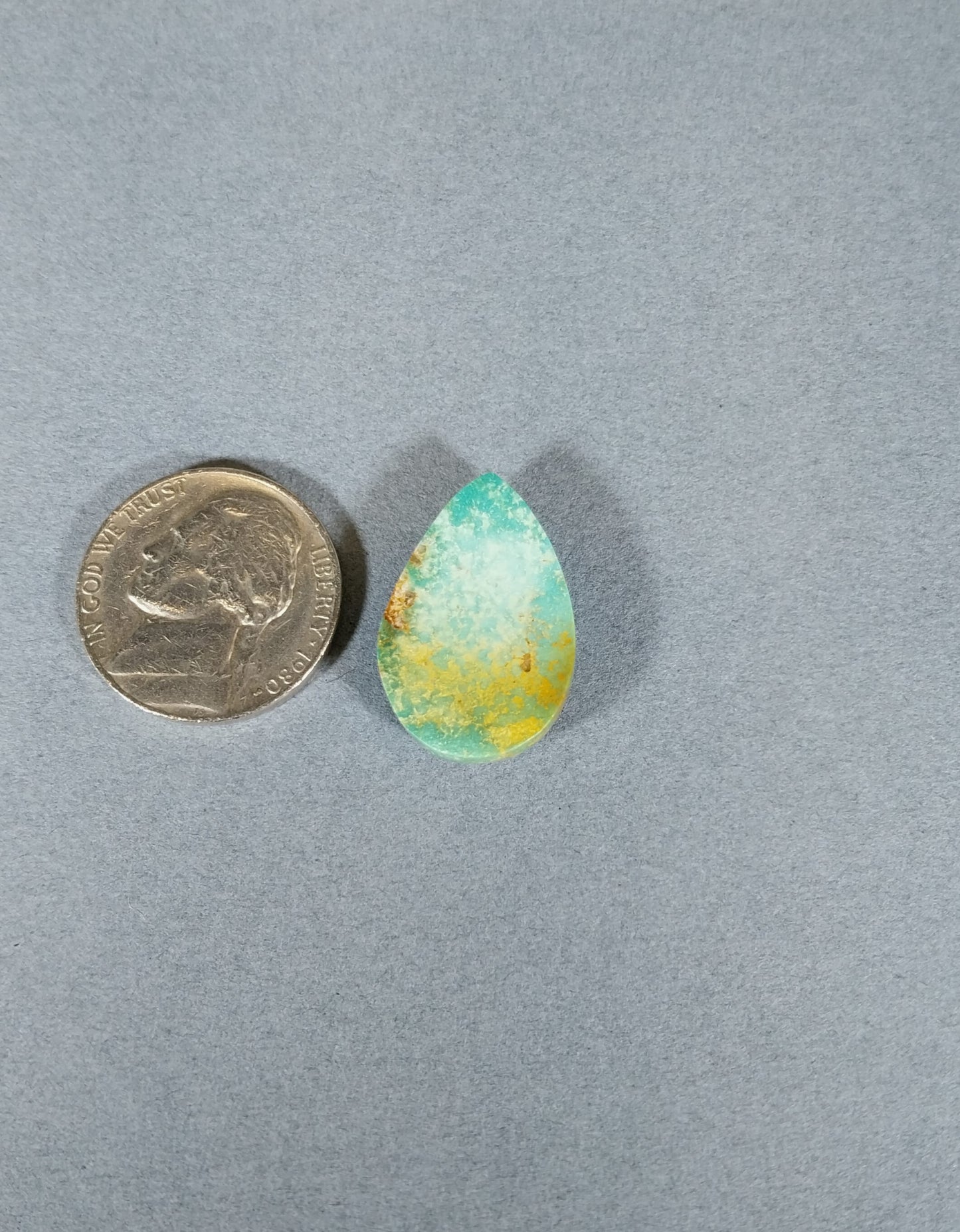 Turquoise cabochon, Kingman AZ turquoise, Natural Green Turquoise, Teardrop