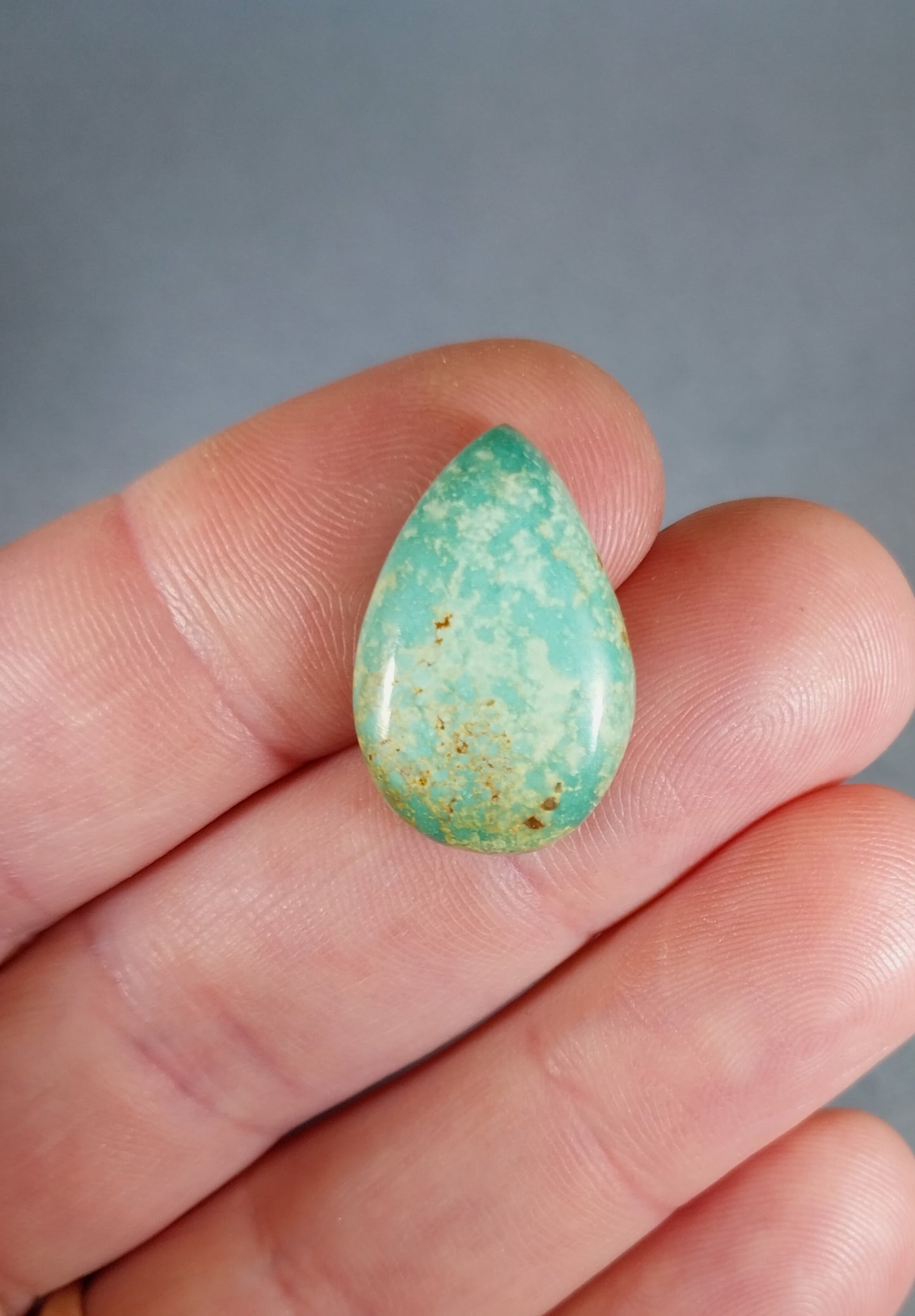 Turquoise cabochon, Kingman AZ turquoise, Natural Green Turquoise, Teardrop