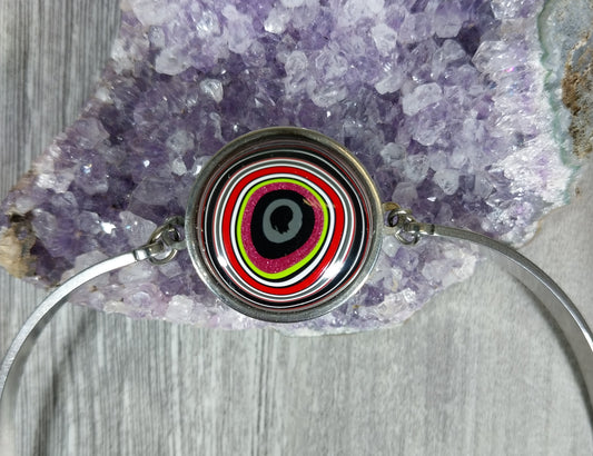 Fordite Bracelet, PINK  Bands, Fordite Bangle Bracelet, Colorful Fordite, Adjustable Fordite Bracelet, Fordite Jewelry