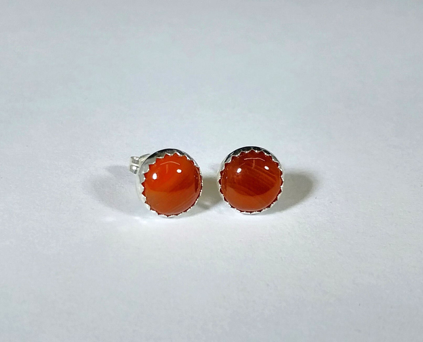 Lake Superior Agate Silver Stud Earring, W/O