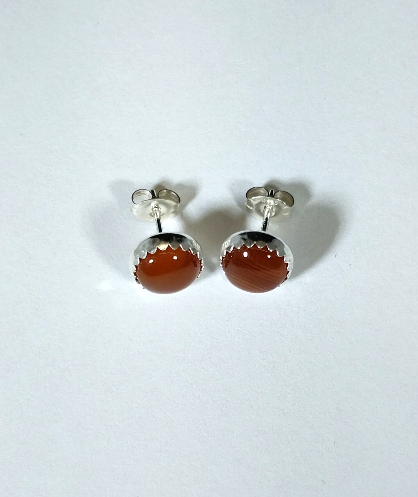 Lake Superior Agate Silver Stud Earring, W/O