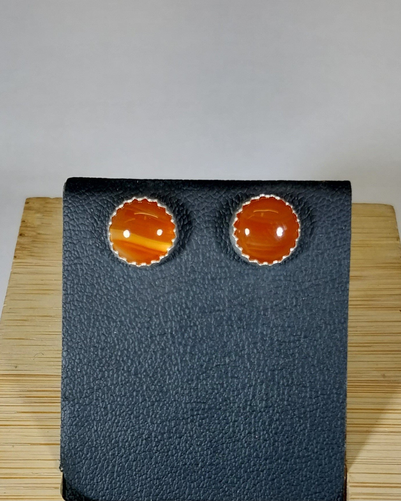 Lake Superior Agate Silver Stud Earring, W/O