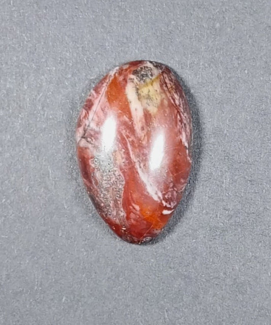 Mary Ellen Jasper Cabochon, Shield Shape, Red and White