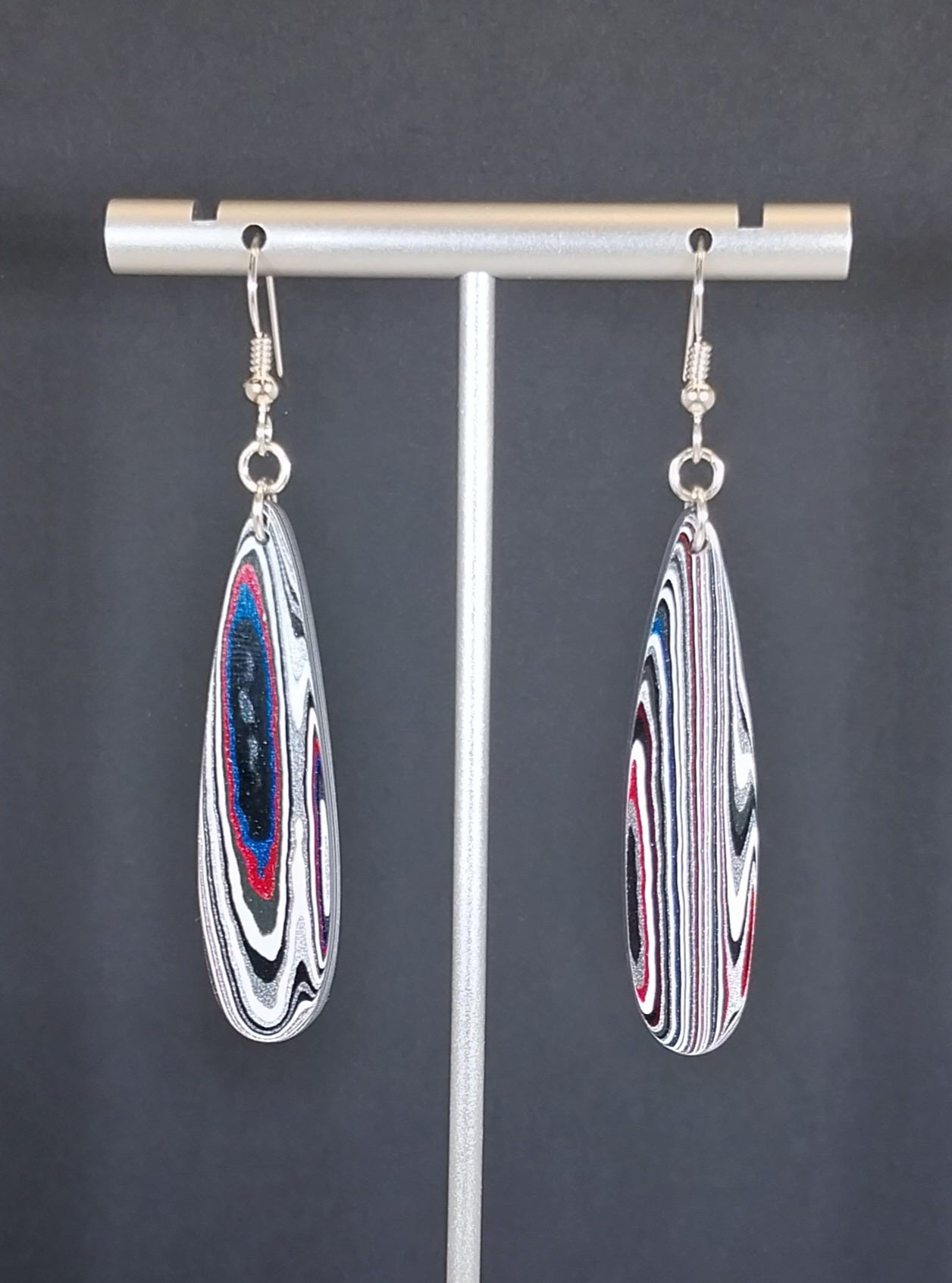 Fordite Earring, Michigan Fordite, Elongated Teardrops, W/O