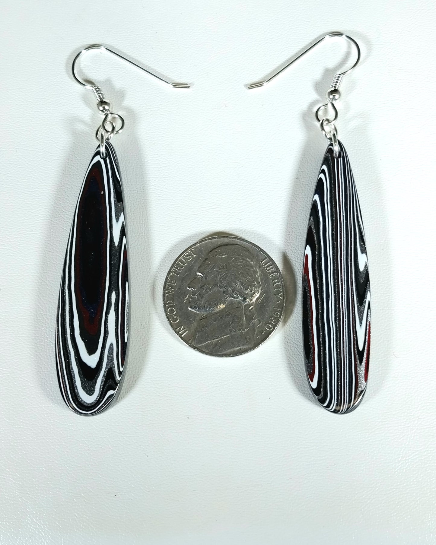 Fordite Earring, Michigan Fordite, Elongated Teardrops, W/O