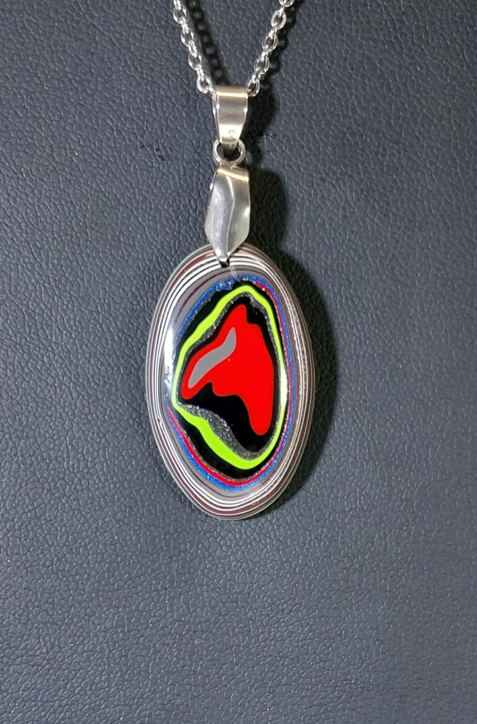 Handcrafted Fordite Necklace, Vintage Inspired Jewelry, Automotive Art, Stylish Pendant