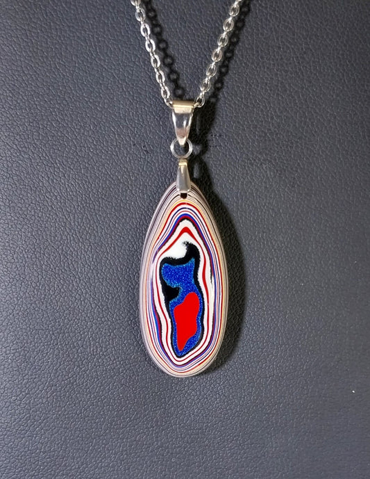 Fordite Necklace, Unique Handmade Jewelry, Statement Pendant, Colorful Necklace, Gift For Her