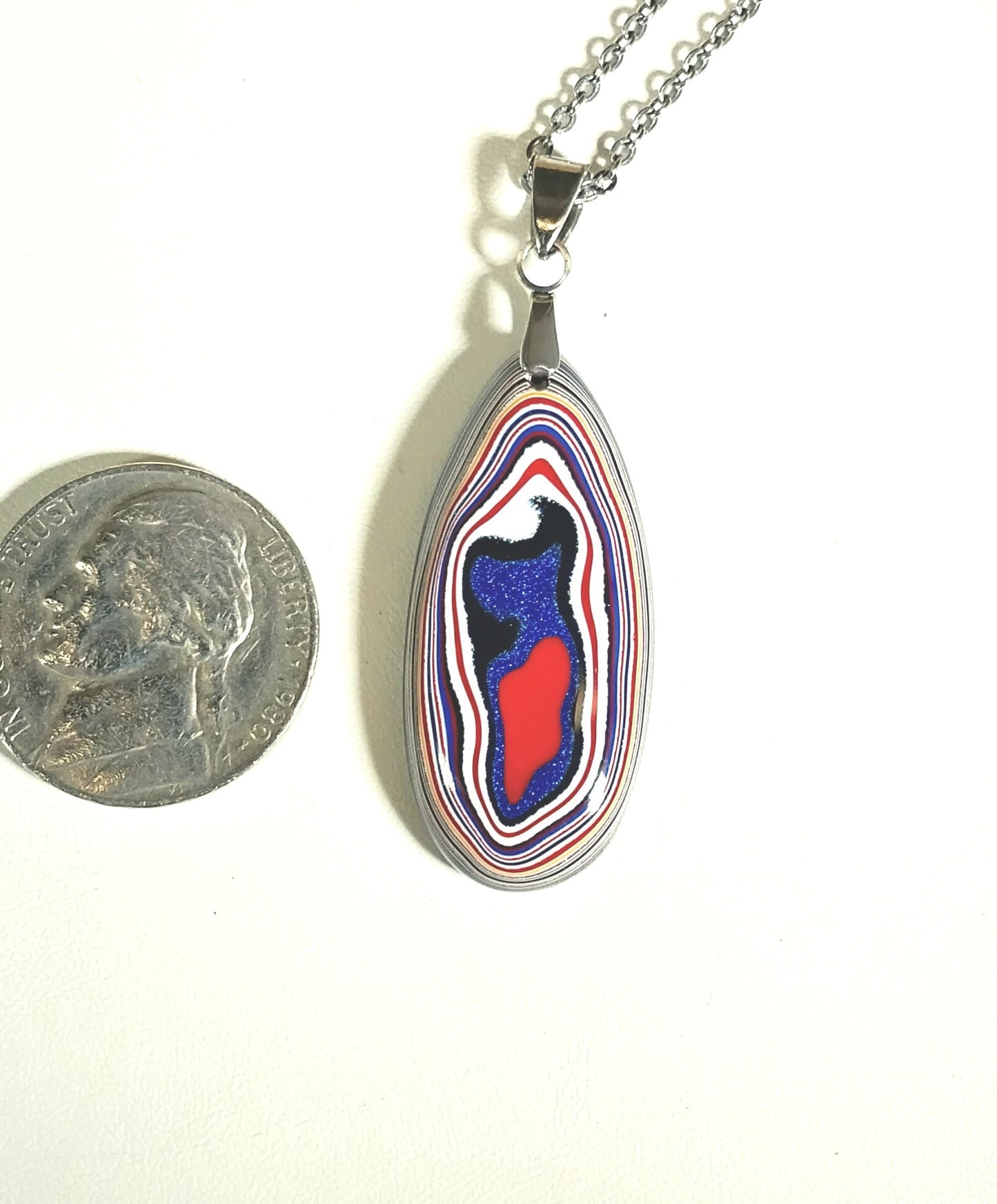 Fordite Necklace, Unique Handmade Jewelry, Statement Pendant, Colorful Necklace, Gift For Her