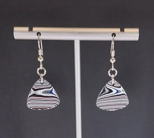 Fordite Earrings, Silver Metallics, Truck Fordite, Sterling Silver, Unique Fordite Jewelry, Detroit Agate Earrings