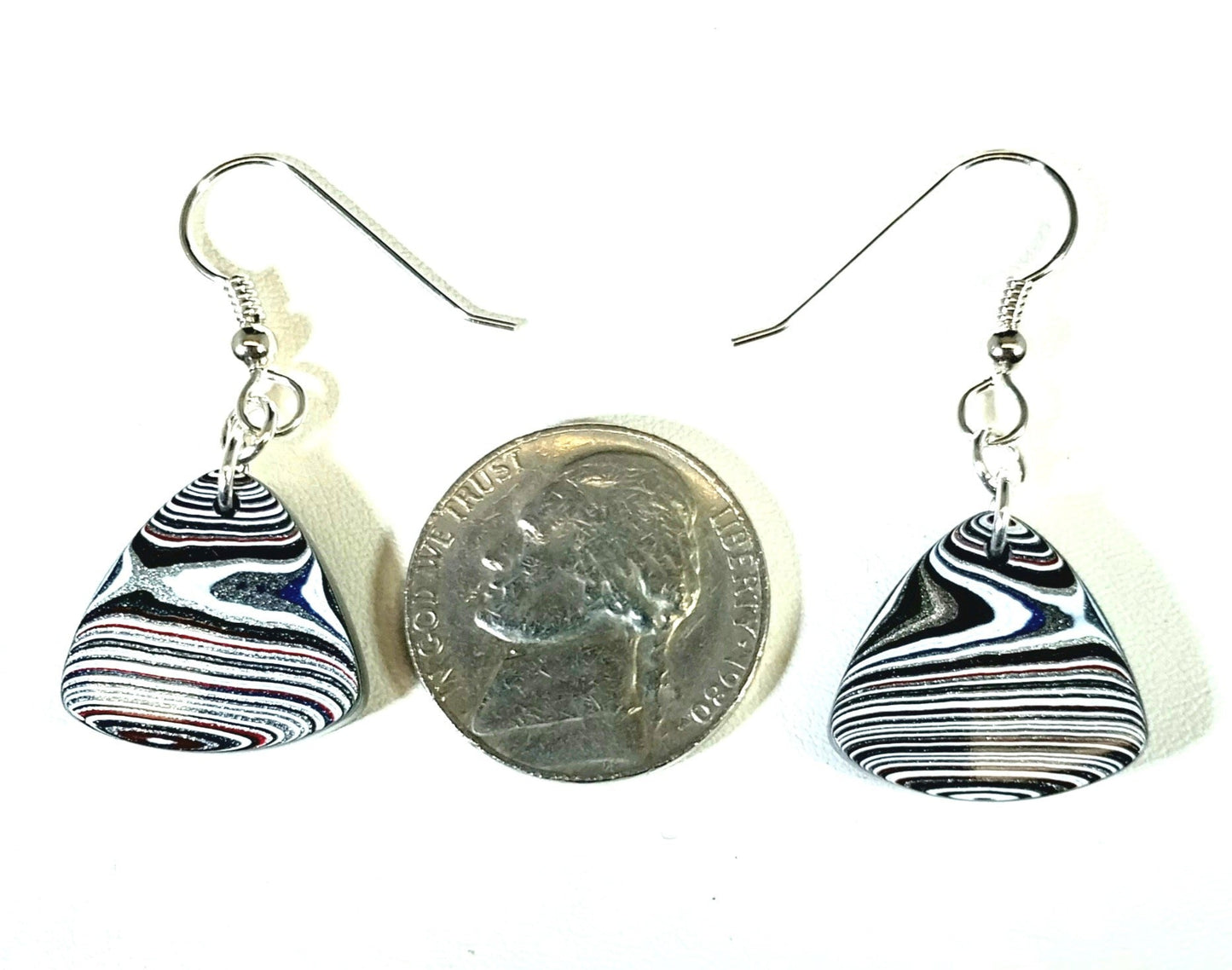 Fordite Earrings, Silver Metallics, Truck Fordite, Sterling Silver, Unique Fordite Jewelry, Detroit Agate Earrings