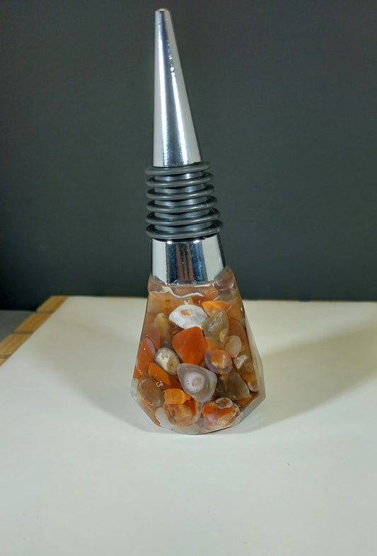 Lake Superior Agate Wine Bottle Topper, Unique Lake Superior Agate Gift, Rockhound Present, W/O