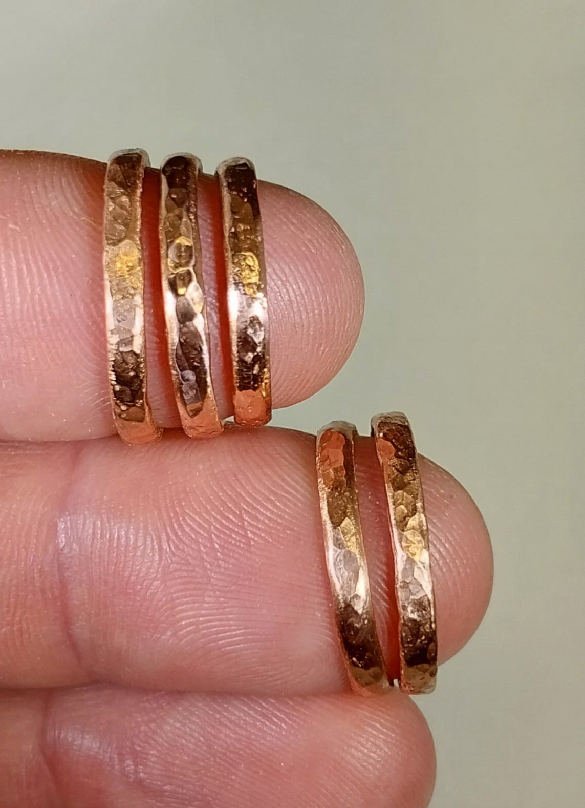 Copper Ring, Dainty Stackable Hammered Copper Rings, Pick your Size, W/O