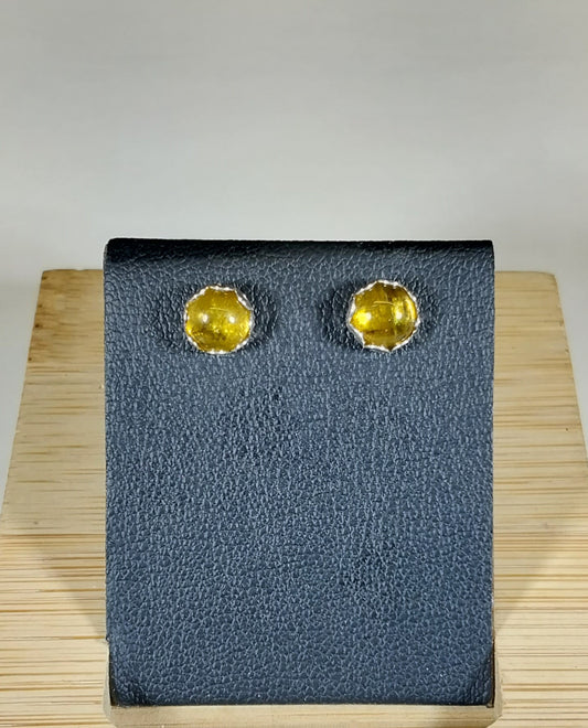 Tourmaline Stud Earrings, Yellow Green Natural Tourmaline, W/O