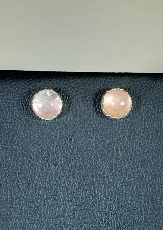 Tourmaline Stud Earrings, Light Pink Natural Tourmaline, W/O