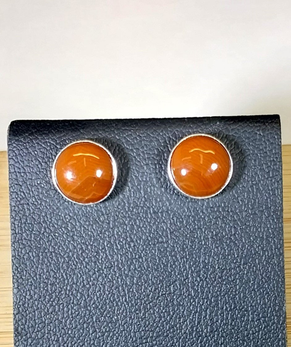 Lake Superior Agate Silver Earring, SMALL Lake Superior Agate Stud Earrings, Agate Post Earring, Agate Stud Earring, Agate Earrings