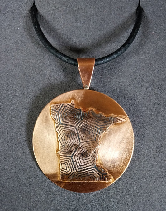 Minnesota Necklace, Copper With Leather Cord, W/O