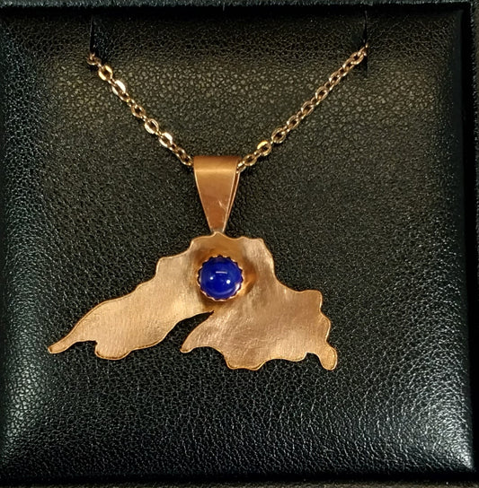 Lake Superior Necklace, Copper With Deep Blue Lapis Lazuli, Choice of Chain, W/O