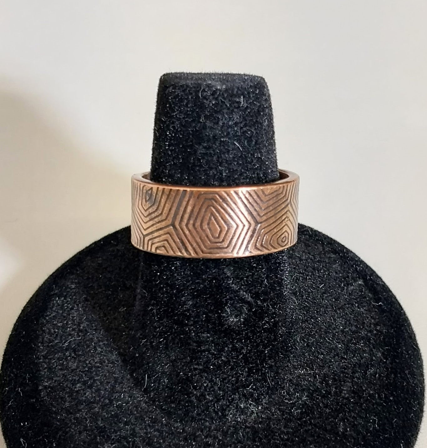 Wide Copper Band Ring, Copper Ring, Textured, Size 6 1/2